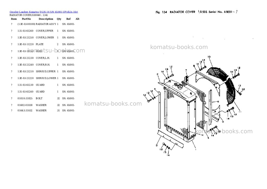 Komatsu D53S-16 S/N 65001-UP Parts catalog cover Page 3