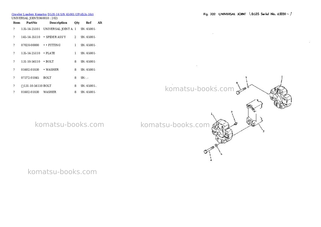 Komatsu D53S-16 S/N 65001-UP Parts catalog cover Page 9