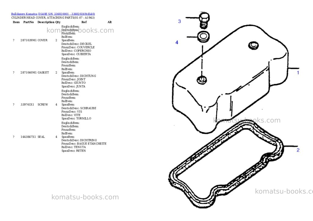 Komatsu d540e s/n 336020001 - 336020269 Parts catalog cover Page 8 Komatsu d540e s/n 336020001 - 336020269 Parts catalog cover Page 8