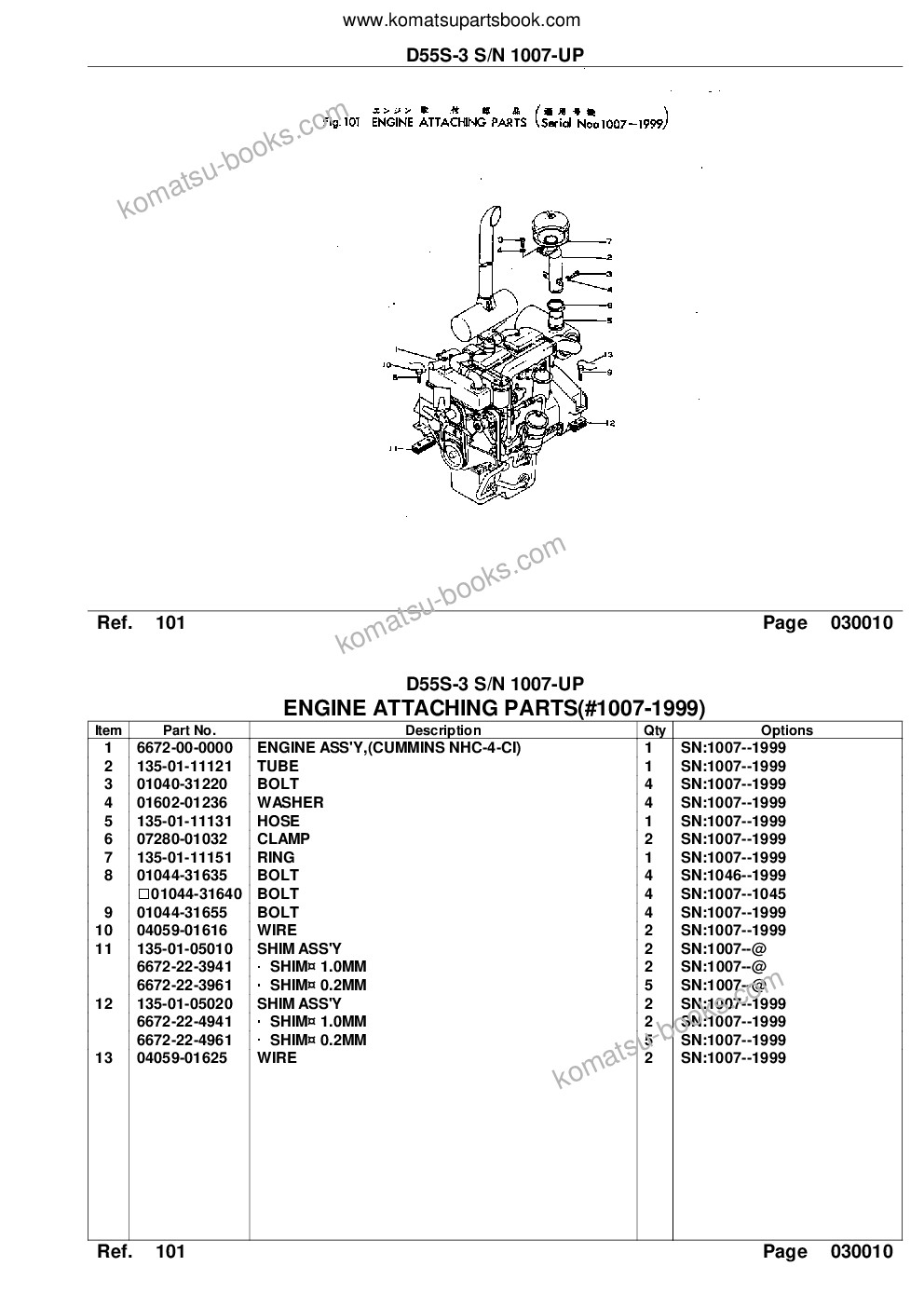 Komatsu d55s-3 s/n 1007-up Parts catalog cover Page 3
