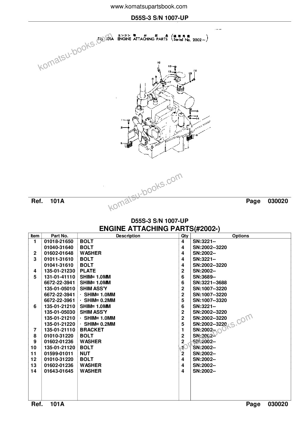 Komatsu d55s-3 s/n 1007-up Parts catalog cover Page 4