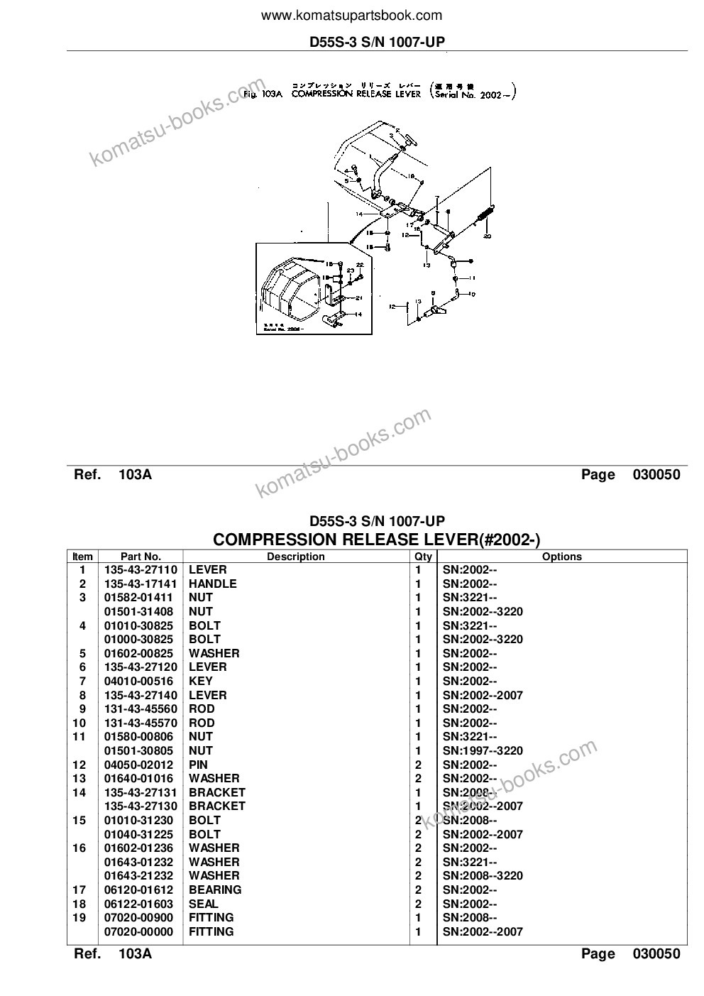 Komatsu d55s-3 s/n 1007-up Parts catalog cover Page 8