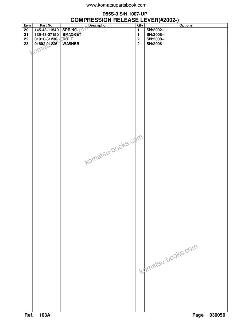 Komatsu d55s-3 s/n 1007-up Parts catalog cover Page 9