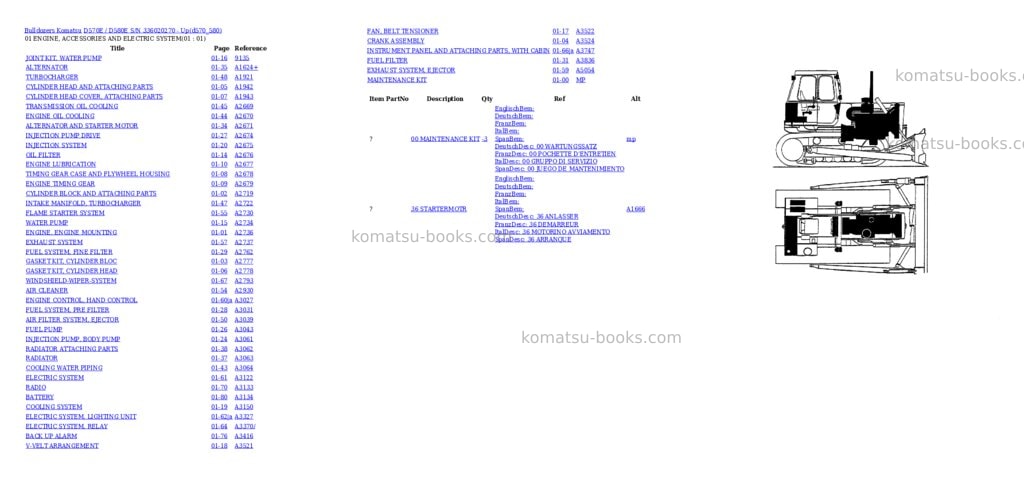 Komatsu d570e / d580e s/n 336020270 - up Parts catalog cover Komatsu d570e / d580e s/n 336020270 - up Parts catalog cover