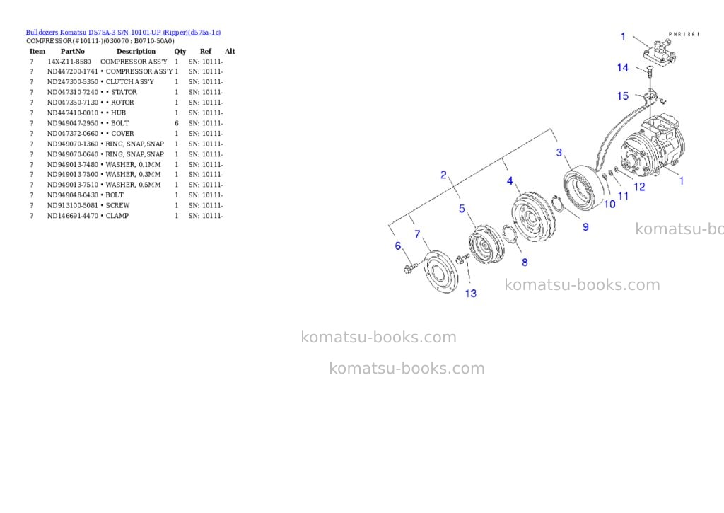 Komatsu D575A-3 S/N 10101-UP (Ripper) Parts catalog cover Page 6