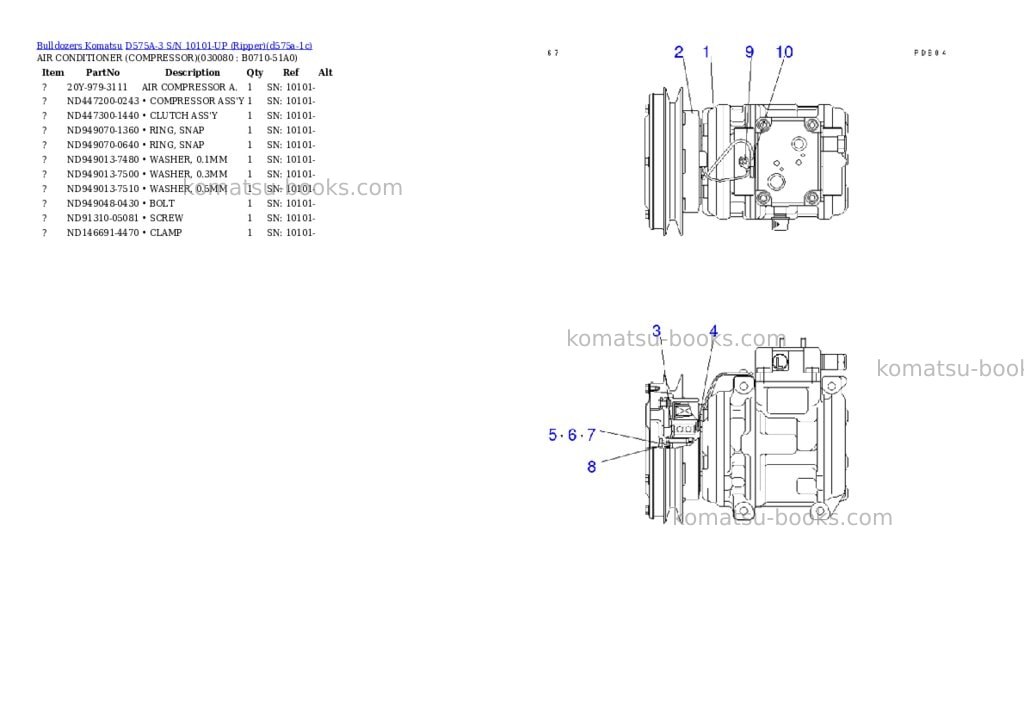 Komatsu D575A-3 S/N 10101-UP (Ripper) Parts catalog cover Page 7