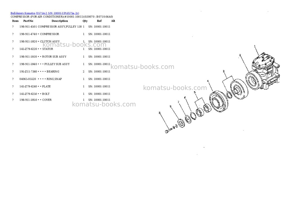 Komatsu d575a-2 s/n 10001-up super dozer spec. Parts catalog cover Page 6