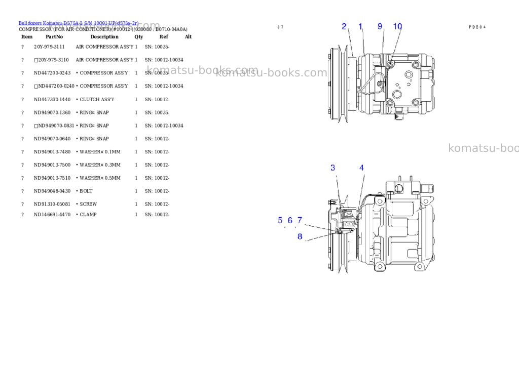 Komatsu d575a-2 s/n 10001-up super dozer spec. Parts catalog cover Page 7