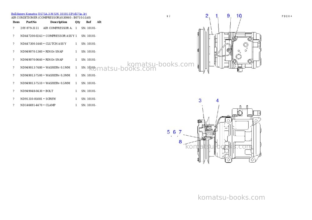Komatsu d575a-3-m s/n 10101-up Parts catalog cover Page 7 Komatsu d575a-3-m s/n 10101-up Parts catalog cover Page 7