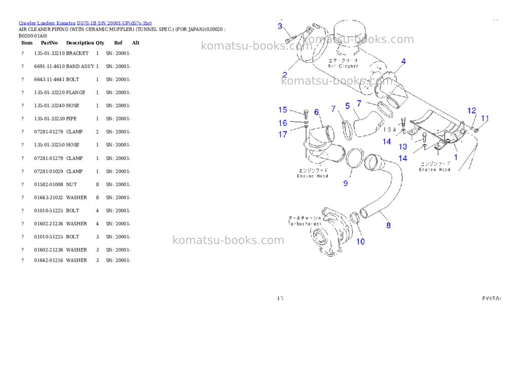 Komatsu d57s-1b s/n 20001-up Parts catalog cover