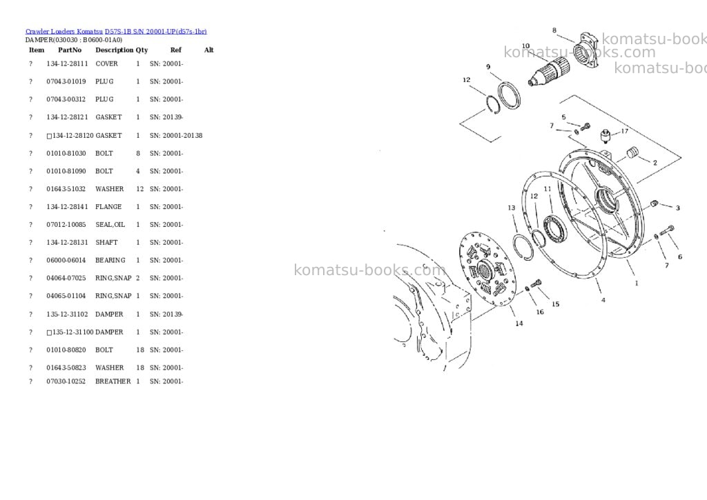 Komatsu d57s-1b s/n 20001-up Parts catalog cover Page 2