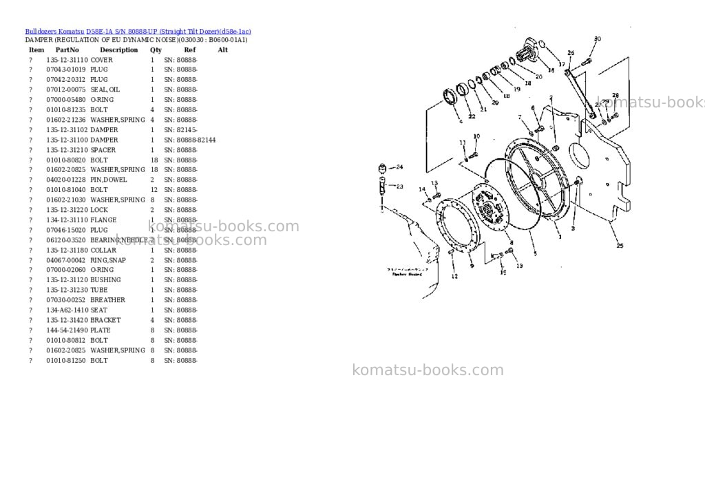 Komatsu d58e-1a s/n 80888-up straight tilt dozer Parts catalog cover Page 2 Komatsu d58e-1a s/n 80888-up straight tilt dozer Parts catalog cover Page 2