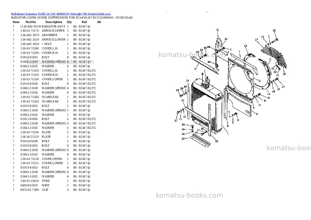 Komatsu d58e-1a s/n 80888-up straight tilt dozer Parts catalog cover Page 7 Komatsu d58e-1a s/n 80888-up straight tilt dozer Parts catalog cover Page 7