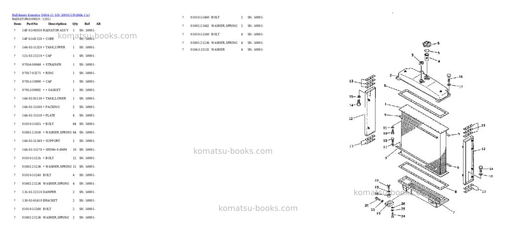 Komatsu d60a-11 s/n 50001-up Parts catalog cover