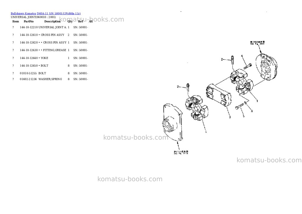 Komatsu d60a-11 s/n 50001-up Parts catalog cover Page 10