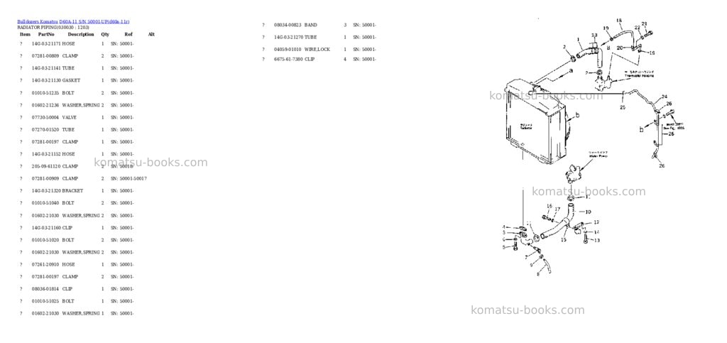 Komatsu d60a-11 s/n 50001-up Parts catalog cover Page 2