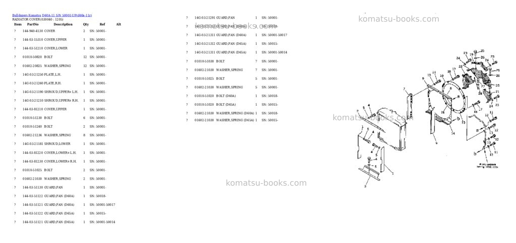 Komatsu d60a-11 s/n 50001-up Parts catalog cover Page 3