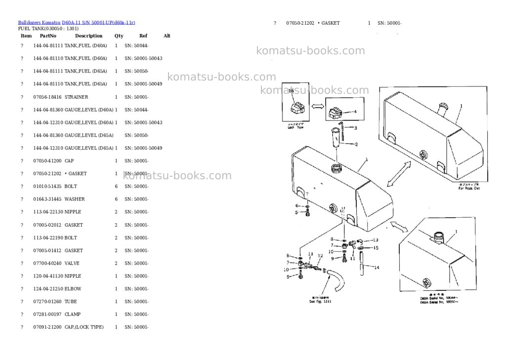 Komatsu d60a-11 s/n 50001-up Parts catalog cover Page 4