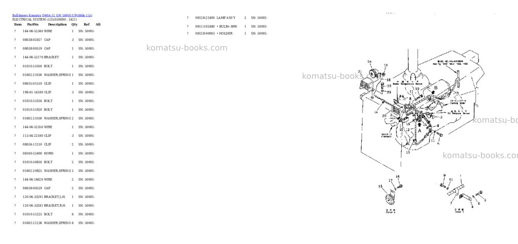 Komatsu d60a-11 s/n 50001-up Parts catalog cover Page 8