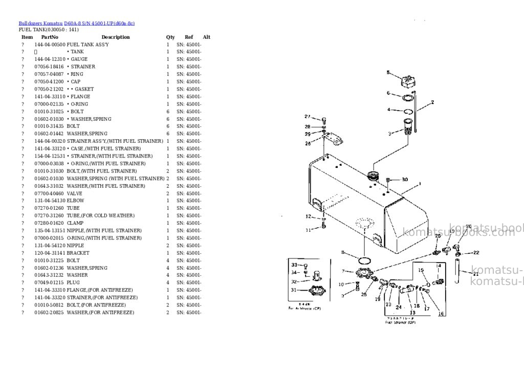 Komatsu D60A-8 S/N 45001-UP Parts catalog cover Page 4