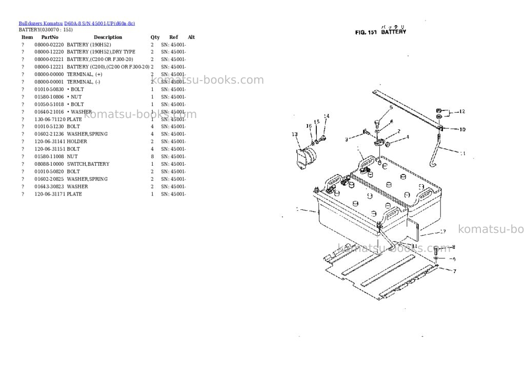 Komatsu D60A-8 S/N 45001-UP Parts catalog cover Page 6