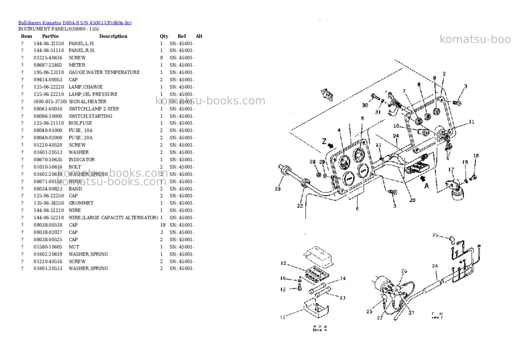 Komatsu D60A-8 S/N 45001-UP Parts catalog cover Page 7