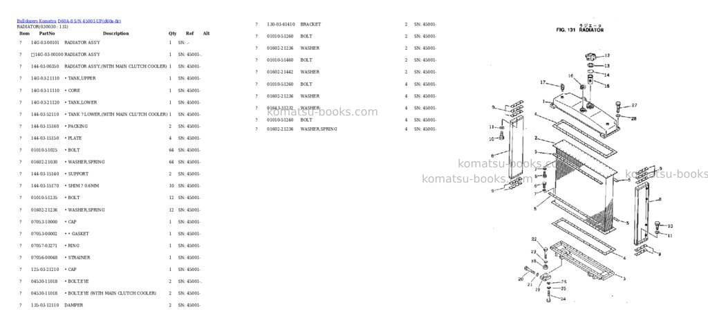 Komatsu d60a-8 s/n 45001-up Parts catalog cover Page 2