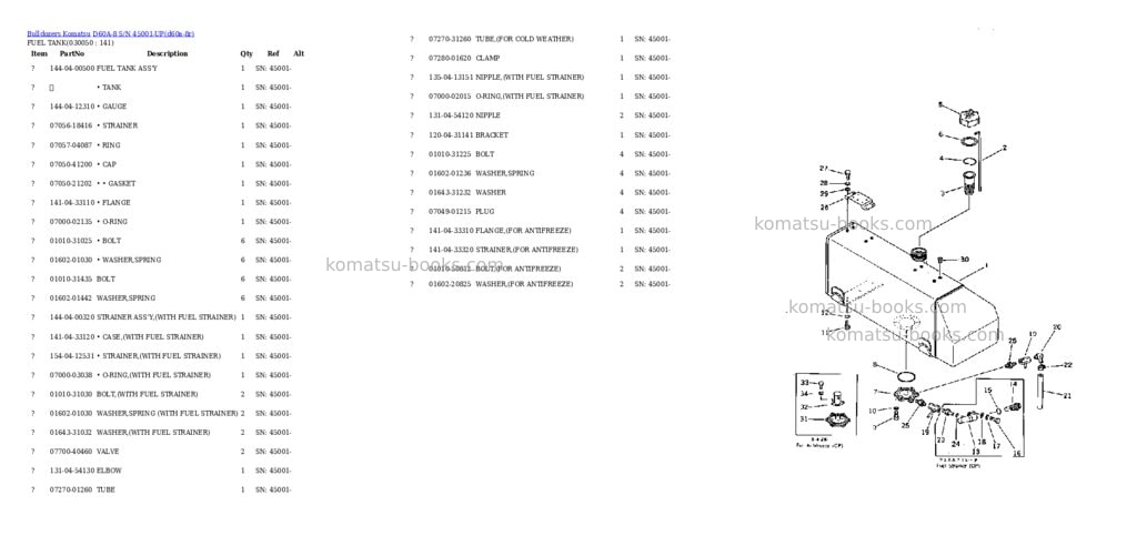 Komatsu d60a-8 s/n 45001-up Parts catalog cover Page 4