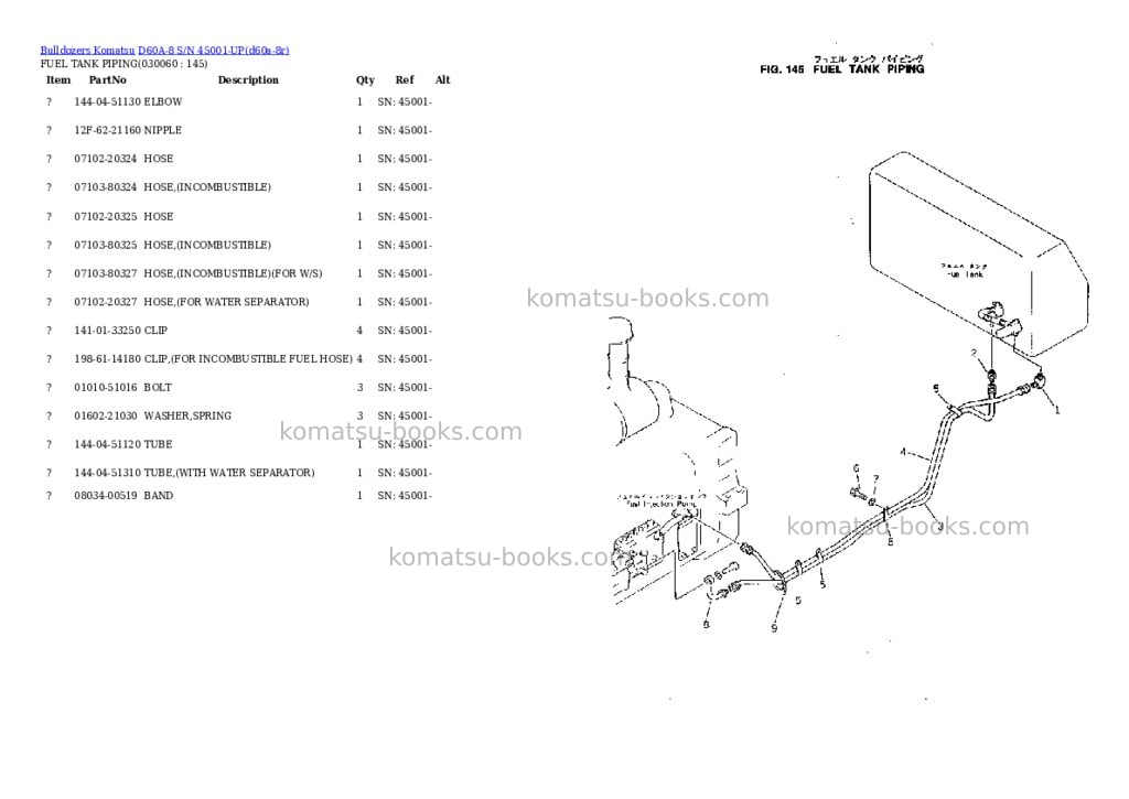 Komatsu d60a-8 s/n 45001-up Parts catalog cover Page 5