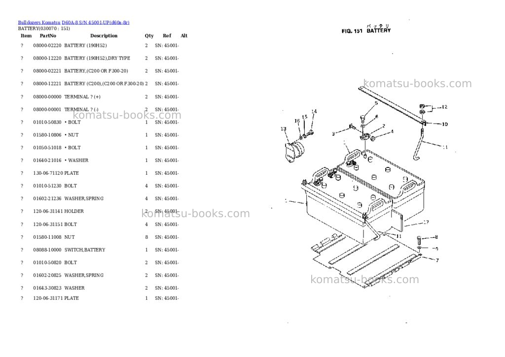 Komatsu d60a-8 s/n 45001-up Parts catalog cover Page 6