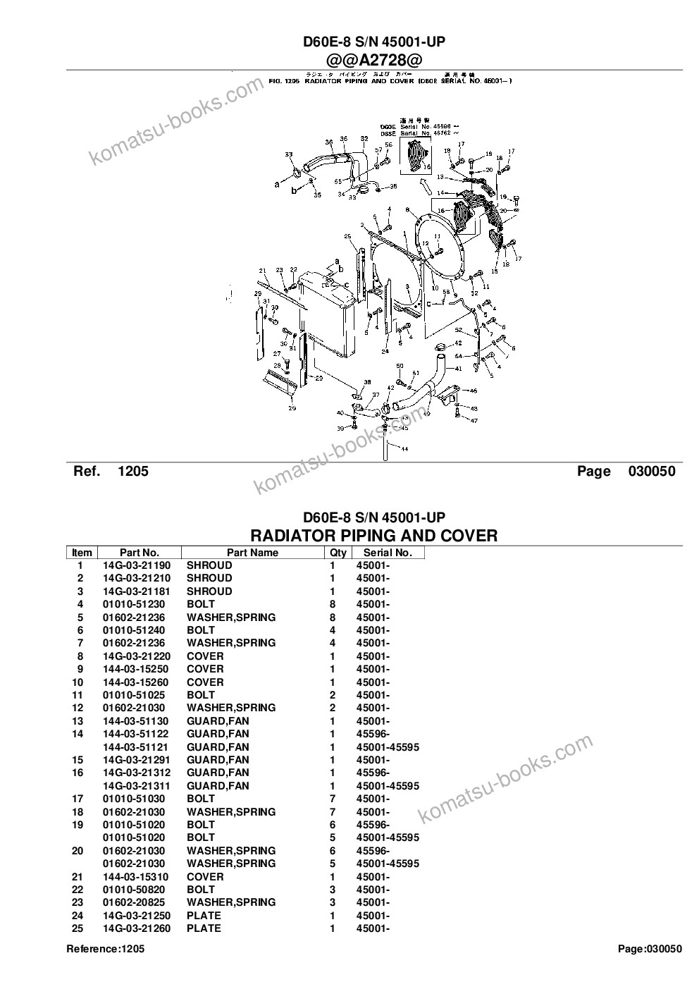 Komatsu d60e-8 s/n 45001-up Parts catalog cover Page 10