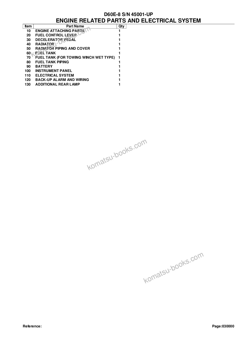 Komatsu d60e-8 s/n 45001-up Parts catalog cover Page 2