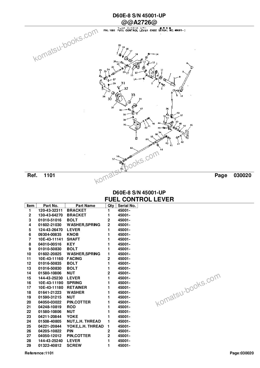 Komatsu d60e-8 s/n 45001-up Parts catalog cover Page 4