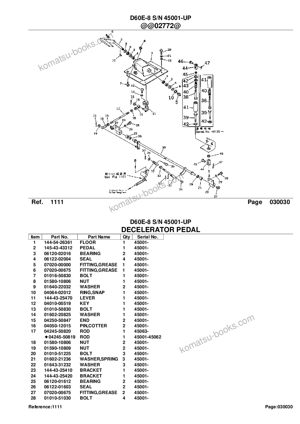 Komatsu d60e-8 s/n 45001-up Parts catalog cover Page 6