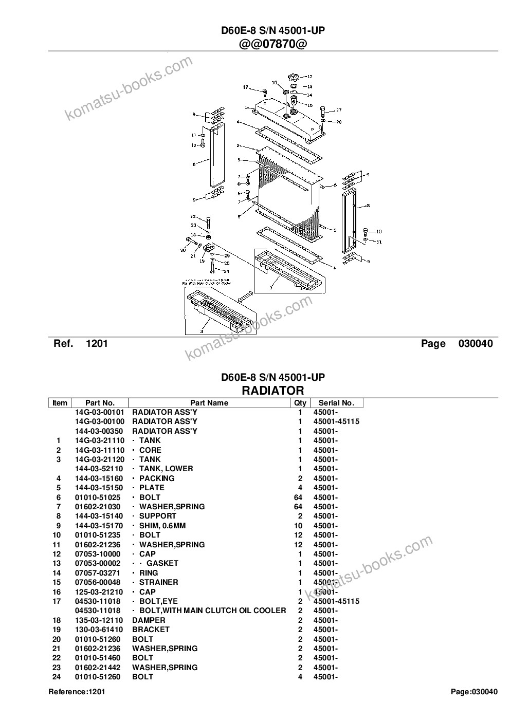 Komatsu d60e-8 s/n 45001-up Parts catalog cover Page 8