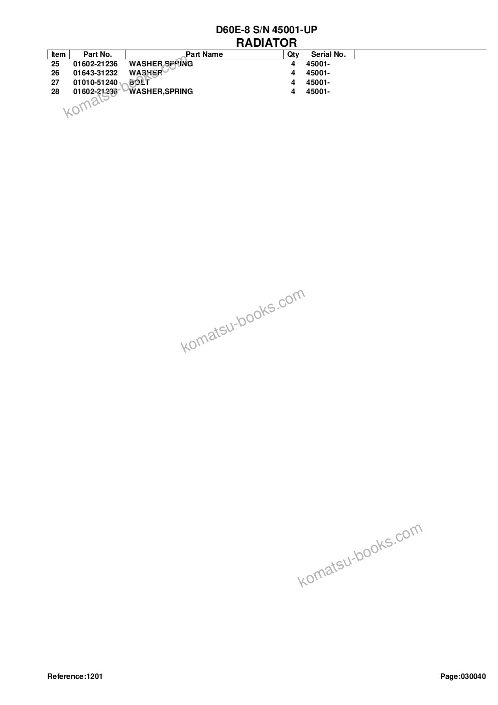 Komatsu d60e-8 s/n 45001-up Parts catalog cover Page 9