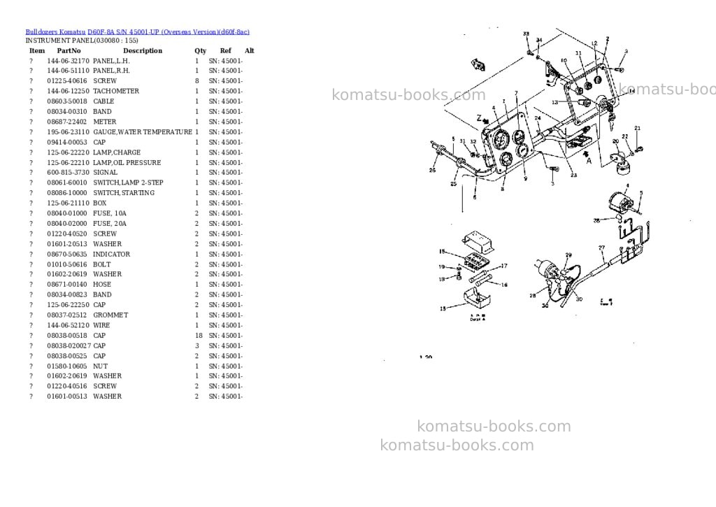 Komatsu d60f-8a s/n 45001-up overseas version Parts catalog cover Page 7