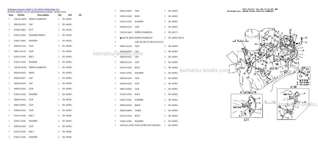 Komatsu d60p-12 s/n 60001-60883 Parts catalog cover Page 3 Komatsu d60p-12 s/n 60001-60883 Parts catalog cover Page 3