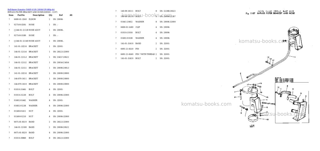 Komatsu d60p-6 s/n 20006-up Parts catalog cover