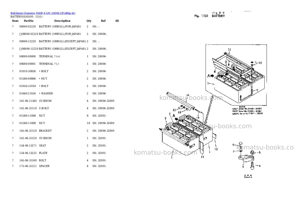 Komatsu d60p-6 s/n 20006-up Parts catalog cover Page 9