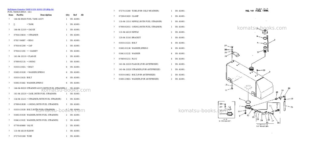 Komatsu D60P-8 S/N 45001-UP Parts catalog cover Page 4