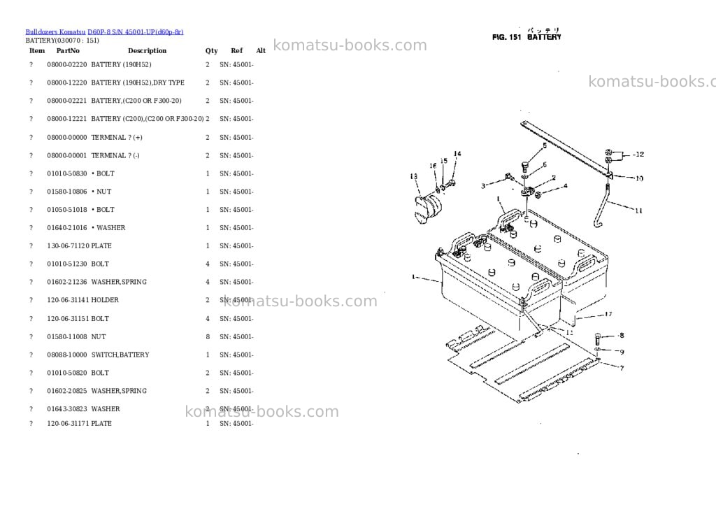 Komatsu D60P-8 S/N 45001-UP Parts catalog cover Page 6