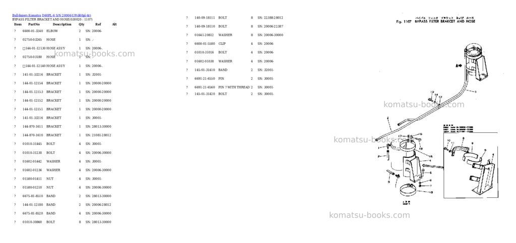 Komatsu d60pl-6 s/n 20006-up Parts catalog cover