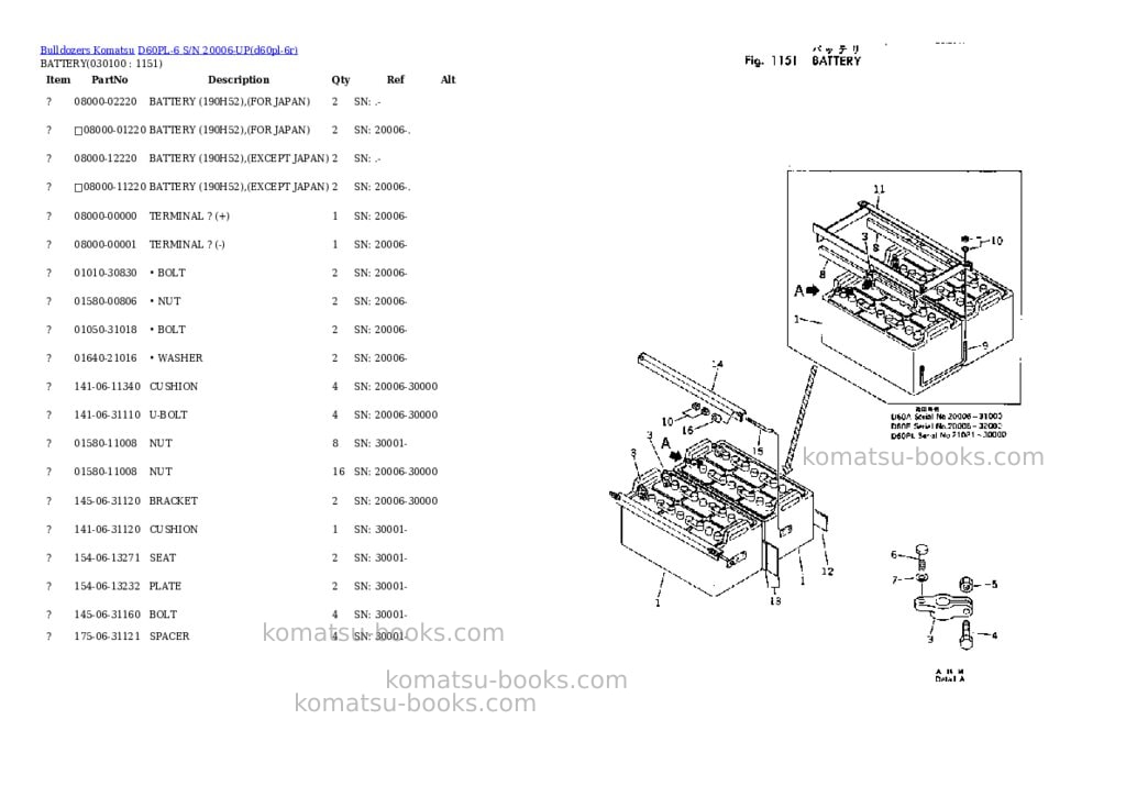 Komatsu d60pl-6 s/n 20006-up Parts catalog cover Page 9