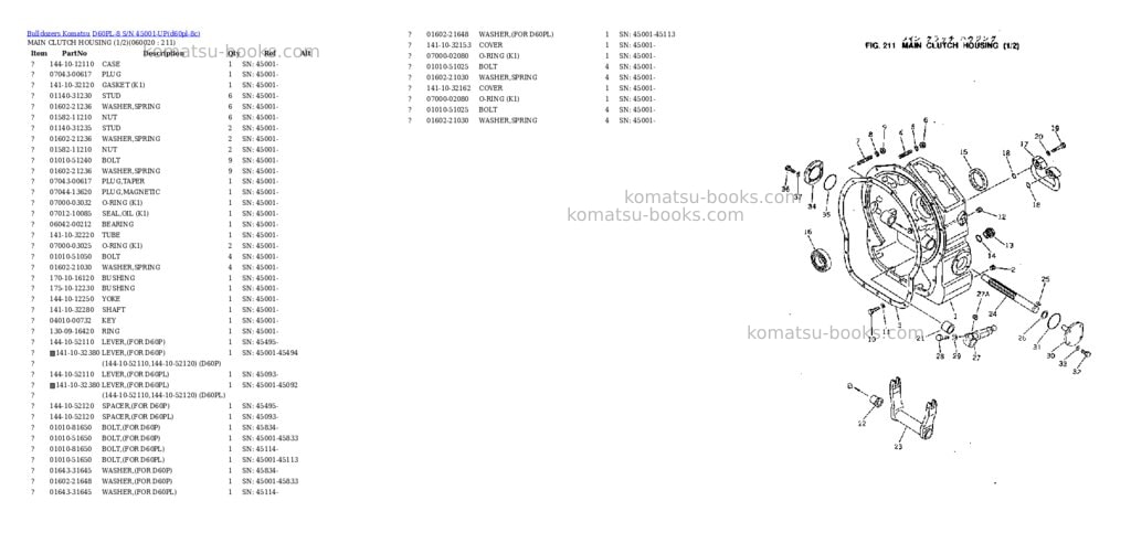 Komatsu d60pl-8 s/n 45001-up Parts catalog cover Page 10