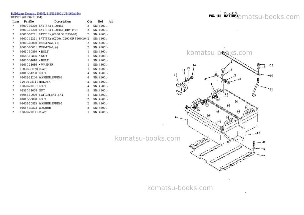 Komatsu d60pl-8 s/n 45001-up Parts catalog cover Page 6
