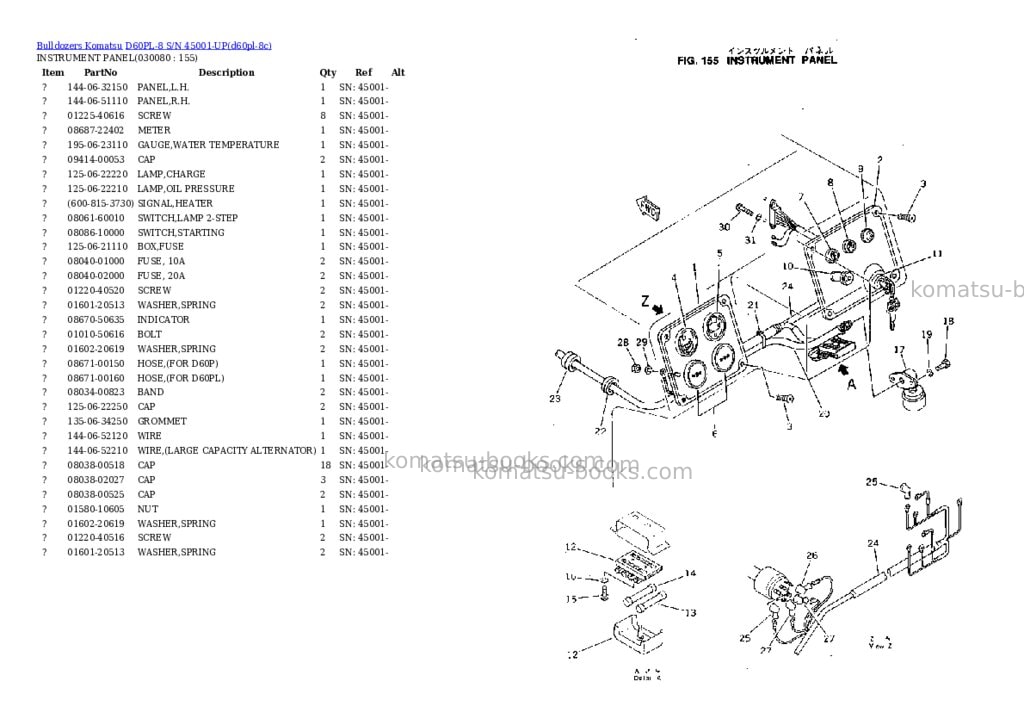 Komatsu d60pl-8 s/n 45001-up Parts catalog cover Page 7