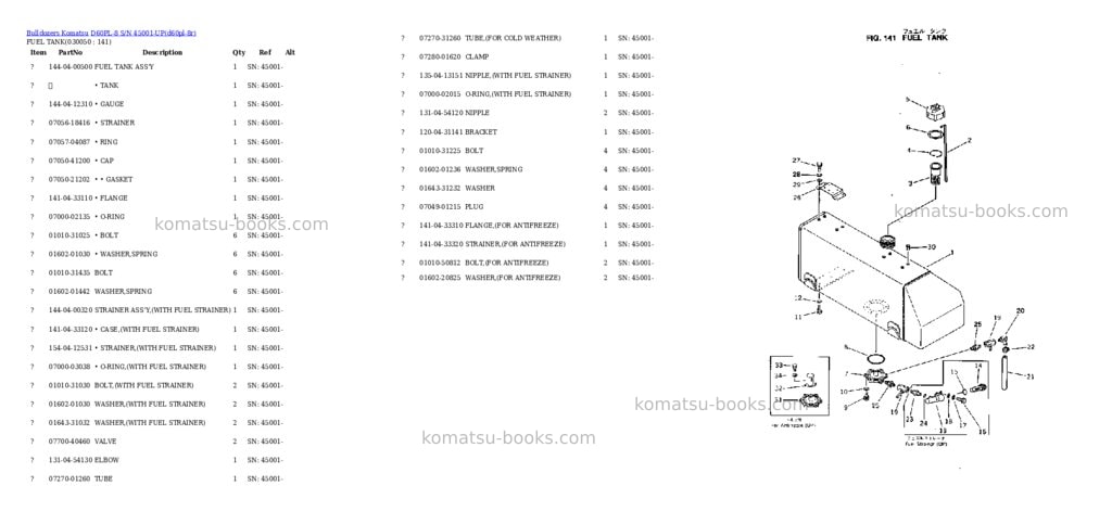 Komatsu D60PL-8 S/N 45001-UP Parts catalog cover Page 4 Komatsu D60PL-8 S/N 45001-UP Parts catalog cover Page 4