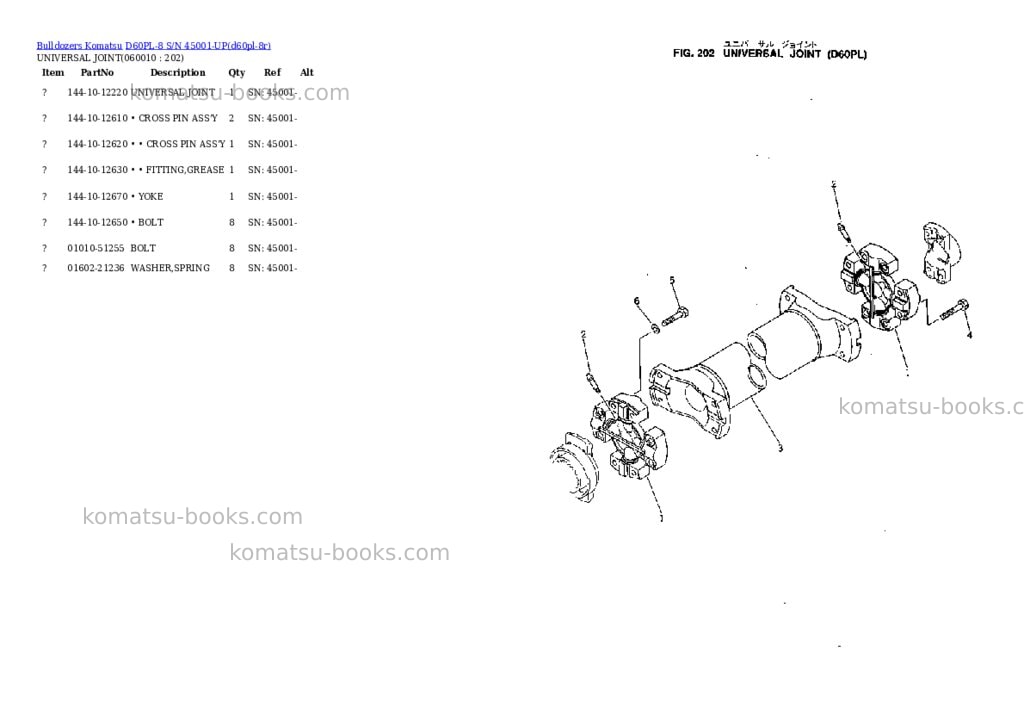 Komatsu D60PL-8 S/N 45001-UP Parts catalog cover Page 9 Komatsu D60PL-8 S/N 45001-UP Parts catalog cover Page 9