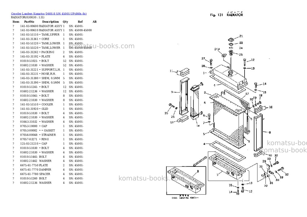 Komatsu d60s-8 s/n 45001-up Parts catalog cover Page 2